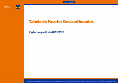 Promoções de Bancos e Serviços em São Vicente | Tabela Pacotes Descontinuados Varejo de Itaú | 17/05/2022 - 31/08/2022