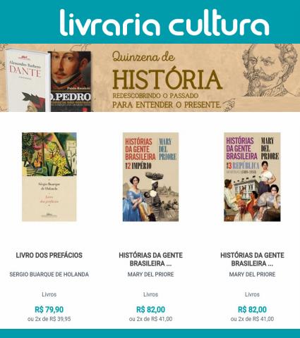 Promoções de Livraria, Papelaria e Material Escolar em Brasília | Quizena de História de Livraria Cultura | 11/05/2022 - 29/05/2022