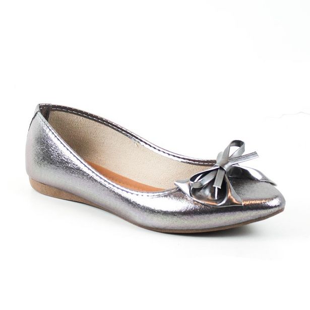 Oferta de Sapatilha Tag Shoes Metalizada Laço Bico Fino Conforto por R$29,9