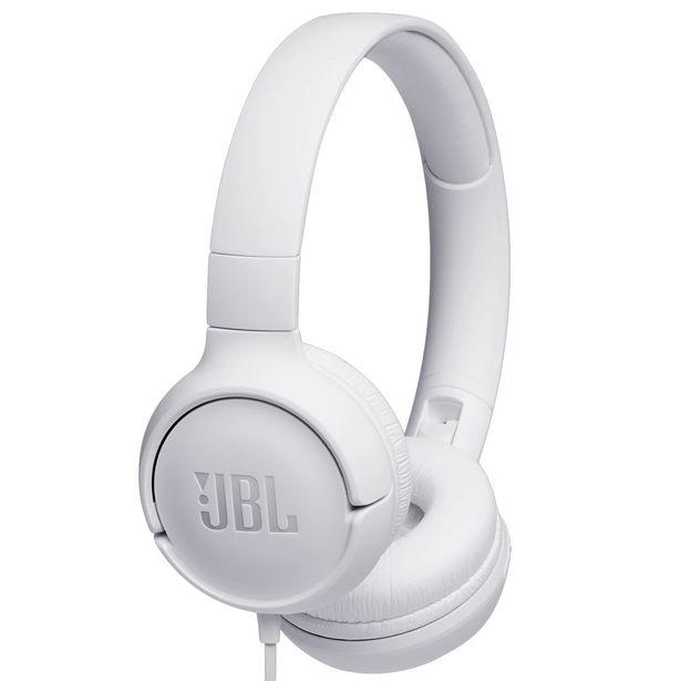 Oferta de Headphone JBL T500 com Fio Design Dobrável Cabo Flat - Branco por R$180