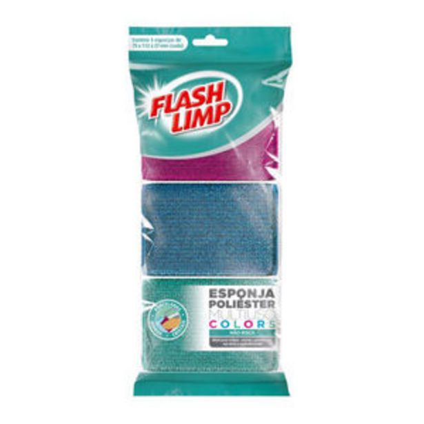 Oferta de Esponja Poliéster Anti-risco Colors 3 Unidades - Flash Limp por R$10,76