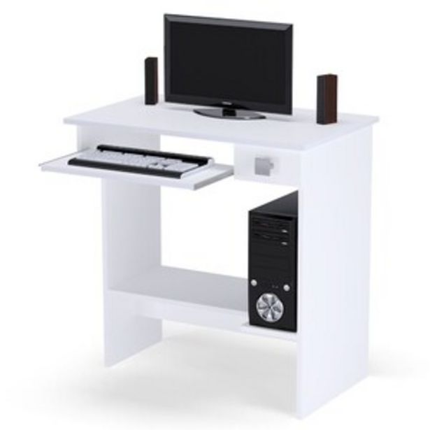 Oferta de Mesa Para Computador Escrivaninha De Estudos 3 Prateleiras Branco - Ajl Móveis por R$206,9