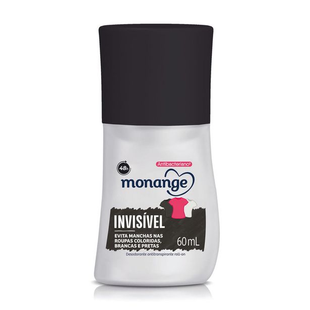 Oferta de Desodorante Roll-On Antitranspirante Monange Feminino Invisível 60ml por R$5,69