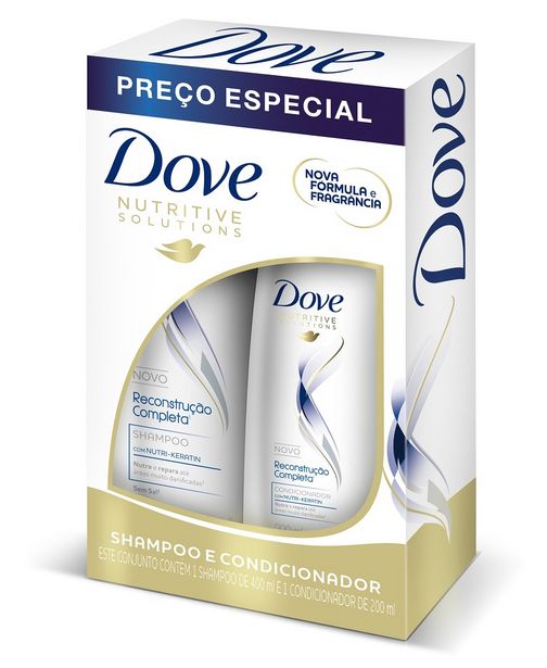 Oferta de Shampoo Dove Reconstrução Completa 400ml + Condicionador Dove Reconstrução Completa 200ml Preço Especial por R$19,99