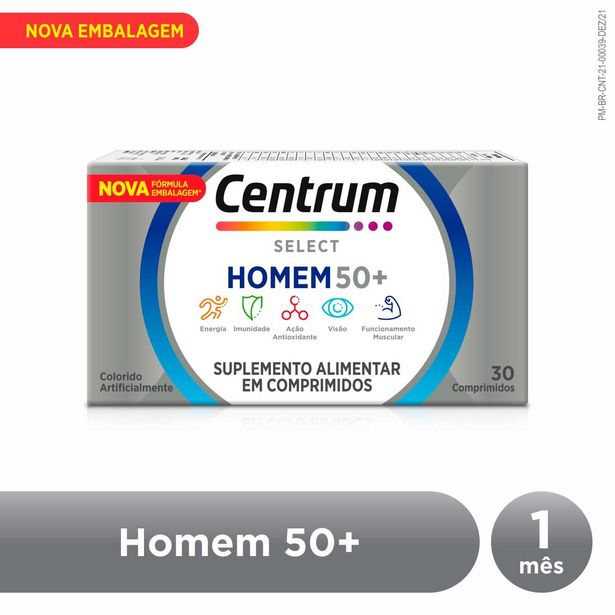 Oferta de Suplemento Vitamínico-Mineral Centrum Select Homem com 30 Comprimidos por R$69,59