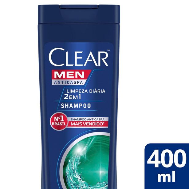 Oferta de Shampoo Anticaspa Clear Men Limpeza Diária 2 em 1 com 400ml por R$25,99
