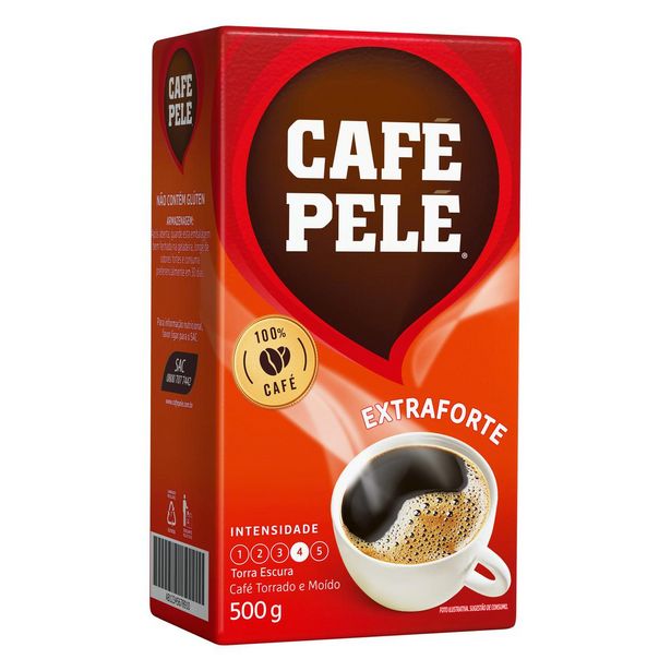 Oferta de Café Torrado e Moído Extra Forte (em pó) vácuo 500g - Café Pelé por R$16,19