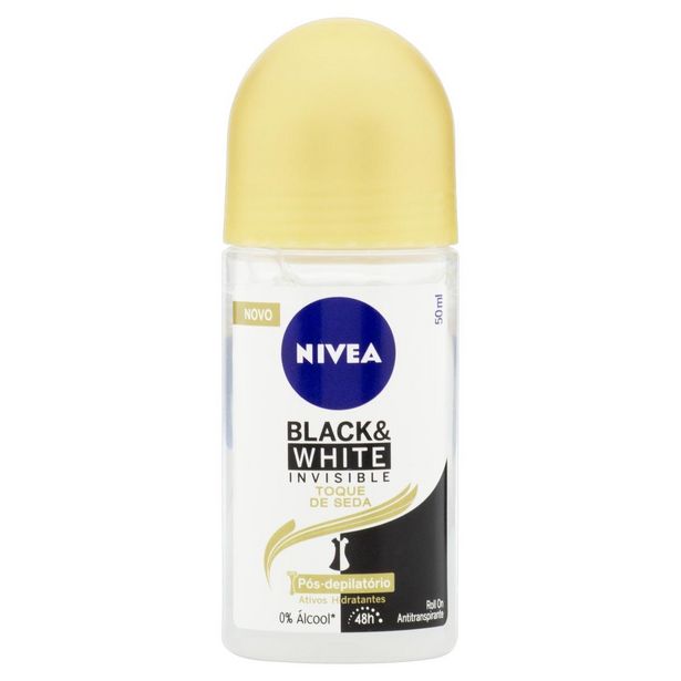 Oferta de Desodorante Roll-On NIVEA Black & White Invisible Toque de Seda 50ml por R$9,19