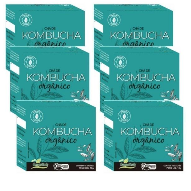 Oferta de Kit 6cx Chá Kombucha Orgânico ¿ Chá Verde, Hortelã e Mate - Imunidade - (60 sachês) por R$51,9
