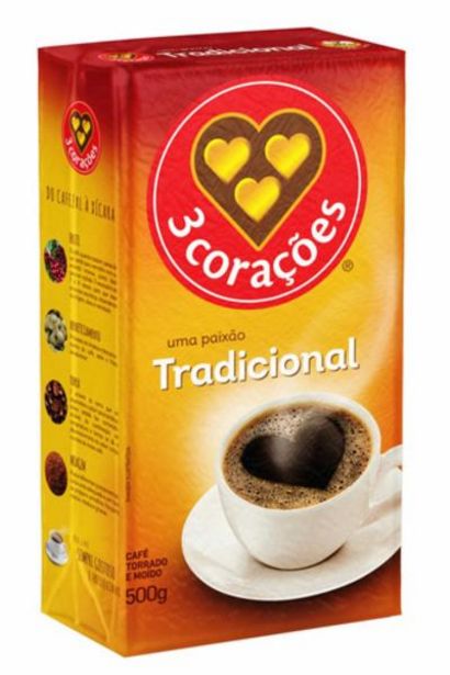 Oferta de Café 3 Corações 500g Tradicional a Vácuo por R$20,89
