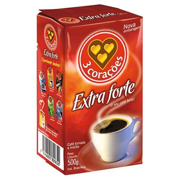 Oferta de Café 3 Corações 500g Extra Forte Vácuo por R$20,89