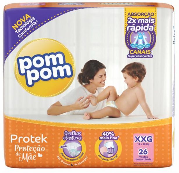 Oferta de Fralda Pompom Protek XXG com 26 por R$24,9 em Public Supermercados