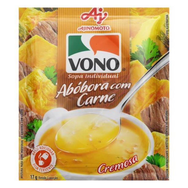 Oferta de Sopa Individual Abóbora com Carne Vono Sachê 17G por R$2,49 em Supermercados Paraná
