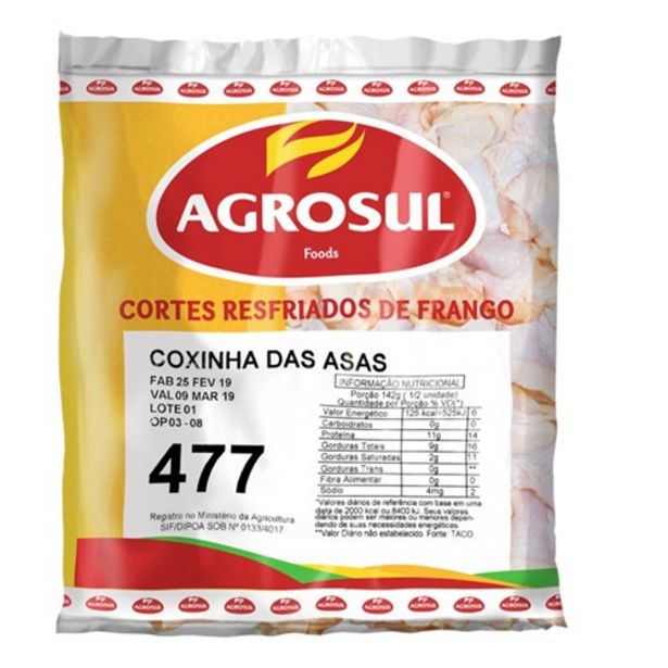 Oferta de Coxinha das Asas de Frango Agrosul Congelado 1Kg por R$12,9