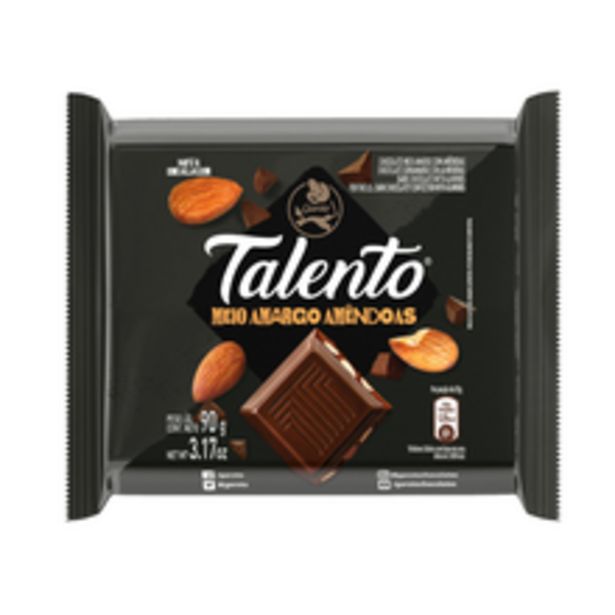Oferta de Chocolate Garoto Talento Meio Amargo Com Amêndoas 90g por R$5,69