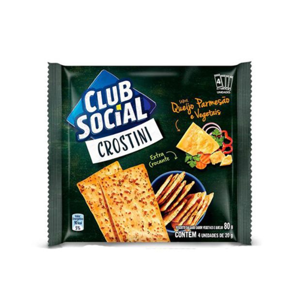 Oferta de Biscoito Club Social Crostini Queijo Parmesao E Vegetais 80gr por R$4,39
