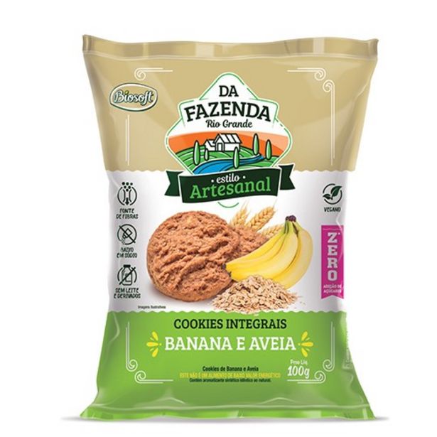 Oferta de Biscoito Biosoft Cookies Integrais Aveia/banana 100g por R$4,31