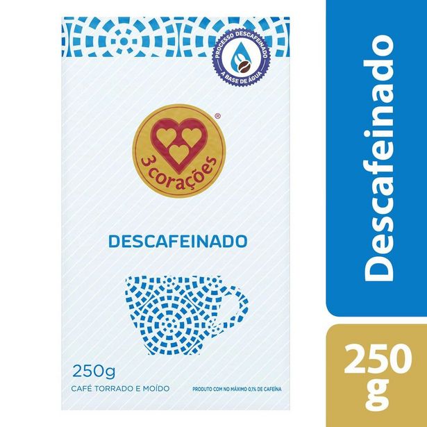 Oferta de Café Descafeinado a Vácuo 3 Corações 250g por R$19,9