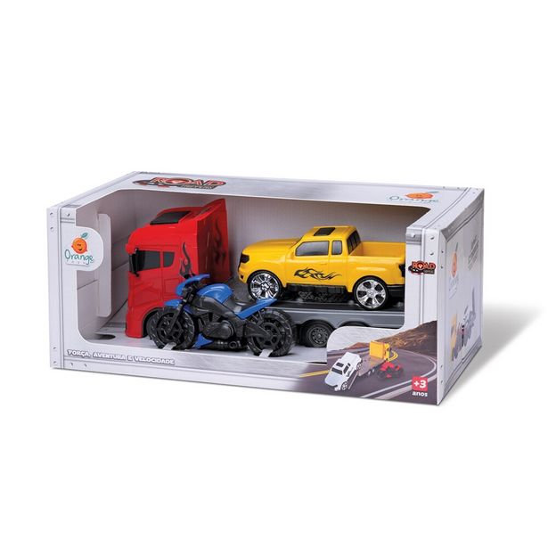 Oferta de Guincho Road com Caminhonete e Moto 414 - Orange Toys por R$36