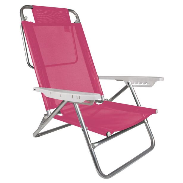 Oferta de Cadeira de Praia Summer 6 posições 2118 Pink-Mor por R$189