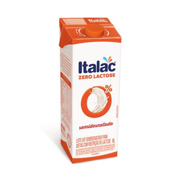 Oferta de Leite Longa Vida Italac Zero Lactose Semi Desnatado Caixa 1L por R$5,61