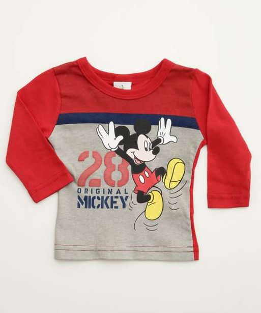 Oferta de Camiseta Infantil Bebê Estampa Mickey Brandili Tam 3 a 12 Meses por R$24,99