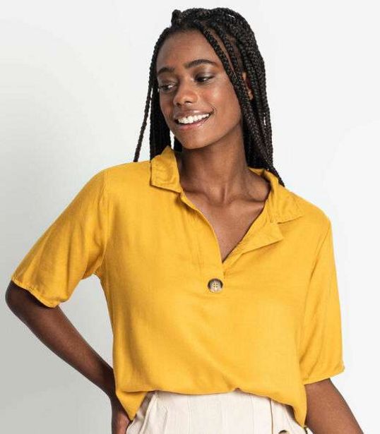 Oferta de Camisa Polo Decotada Feminina Endless Amarelo por R$44,99