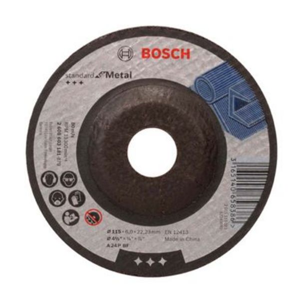 Oferta de Disco de desbaste para metal 115mm grão 24 Bosch por R$7,65