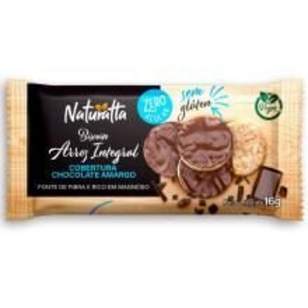 Oferta de Biscoito de Arroz NATURATTA Integral Cobertura Chocolate Amargo Vegan Sem por R$3,39