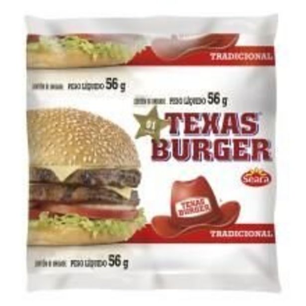 Oferta de Hambúrguer Misto SEARA Texas Burger com Carne de Aves, Bovina e Suína 56g por R$1,29