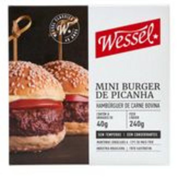 Oferta de Hambúrguer de Carne Bovina Picanha Wessel Caixa 240g com 6 Unidades por R$16,9