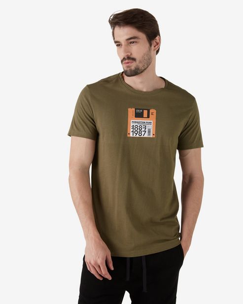 Oferta de Camiseta Manga Curta Masculina Disquete Verde Militar por R$19,9