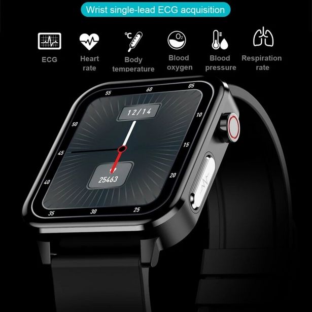 Oferta de E86 relógio inteligente bluetooth bodytemperature pressão arterial freqüência cardíaca sono saúde monitoramento pulseira esporte à prova dwaterproof água smartwatch por R$257,94