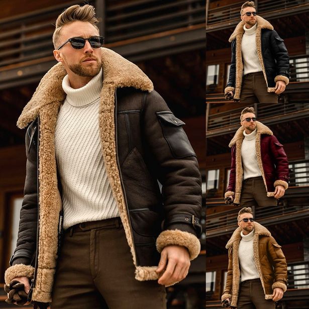 Oferta de 2021 outono e inverno novo casaco de pele masculina engrossado jaqueta masculina outerwear por R$70,9