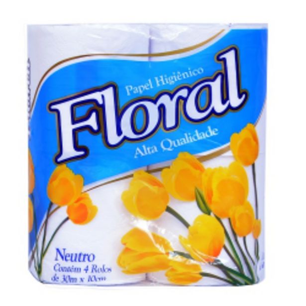 Oferta de Papel Higiênico Floral Folha Simples Neutro 30mts Com 04 Und por R$3,05