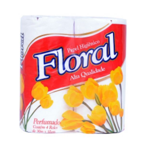 Oferta de Papel Higiênico Floral Folha Simples Perfumado 30mts Com 04 Und por R$3,05
