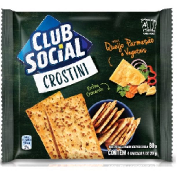 Oferta de Biscoito Club Social Crostini Queijo Parmesao E Vegetais 80gr por R$4,89