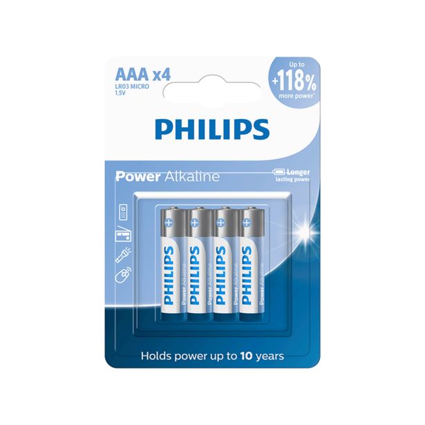 Oferta de Pilha Philips Alcalina LR03 AAA - LR03P4B/59 | 4 Und por R$6,2