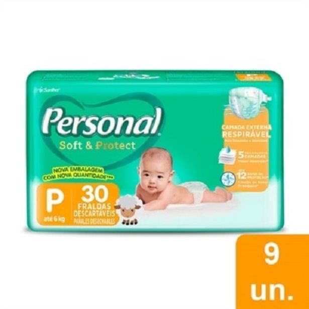 Oferta de Fralda Personal Soft & Protect Jumbo Tamanho P - 9 Pacotes com 30 por R$151,91