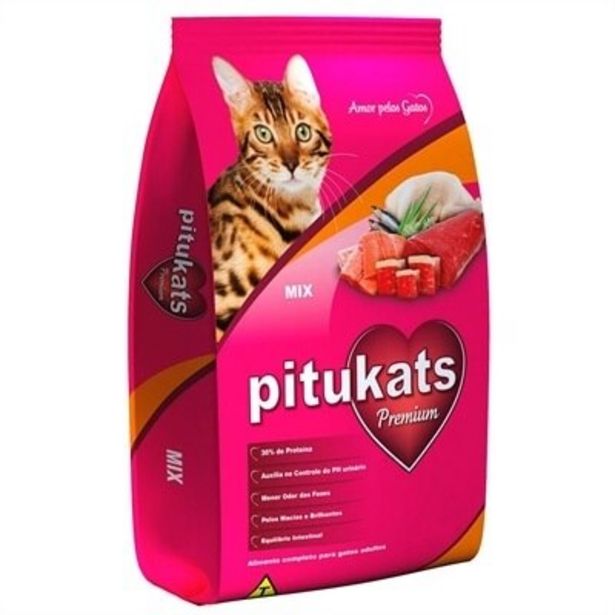 Oferta de Ração Pitukats Mix Gatos Adultos 7 KG por R$42,66