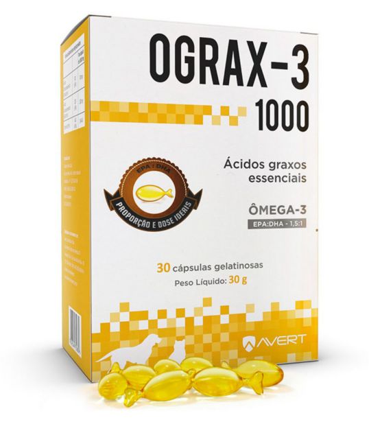 Oferta de Suplemento Avert Ograx-3 de 1000mg - 30 Cápsulas por R$126,9 em Petland