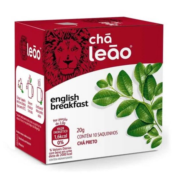 Oferta de Chá Preto English Breakfast Chá Leão Caixa 20g 10 Unidades por R$5,99