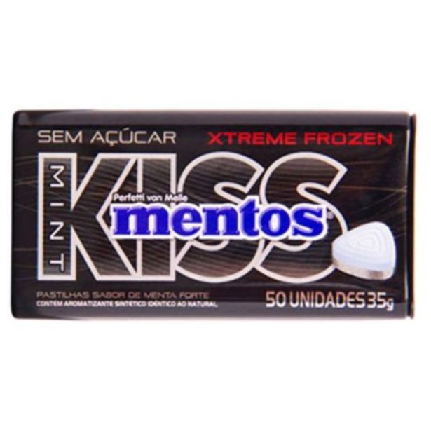 Oferta de Bala Menta Forte Kiss Lata Mentos 35gr por R$9,49