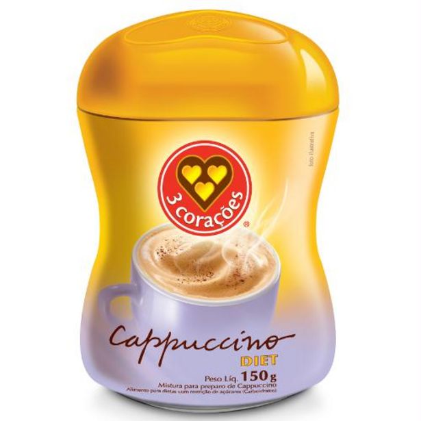 Oferta de Cappuccino 3 CORAÇÕES Diet Pote 150g por R$15,99