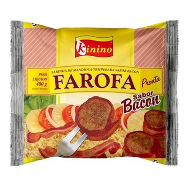 Oferta de Farofa Pronta Kinino Bacon Pacote 400G por R$4,39