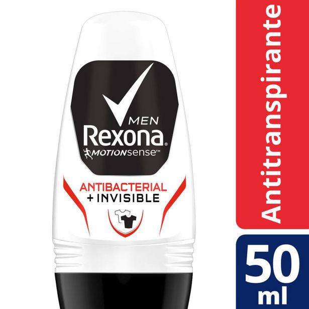 Oferta de Desodorante Antitranspirante Rexona Masculino Roll On Antibacterial + Invisible 50ml por R$11,99