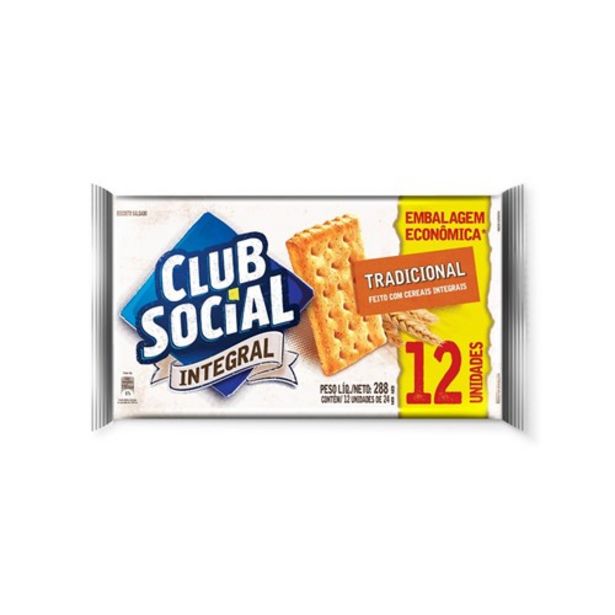Oferta de Biscoito Salgado Integral Club Social Tradicional Pacote 288G por R$5,99