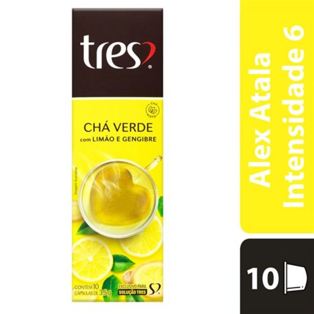 Oferta de Chá Verde Cápsula Tres Limão e Gengibre 10Un por R$16,99