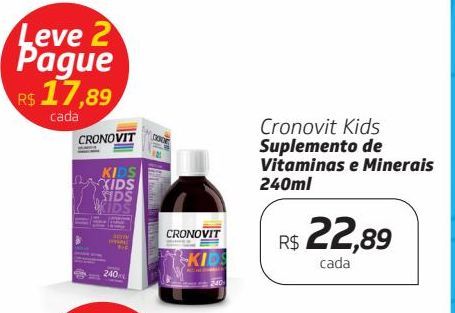 Oferta de Cronovit Kids Suplemento de Vitaminas e Minerais 240ml por R$22,89