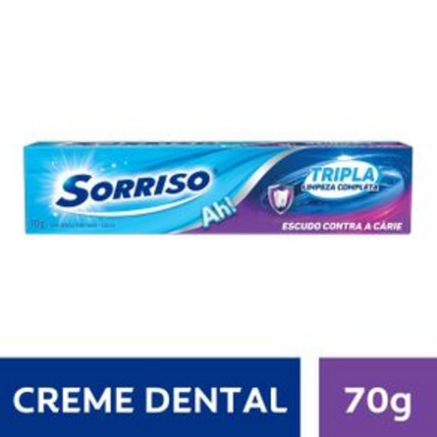Oferta de Creme Dental Sorriso Tripla Limpeza Completa 70g por R$2,99